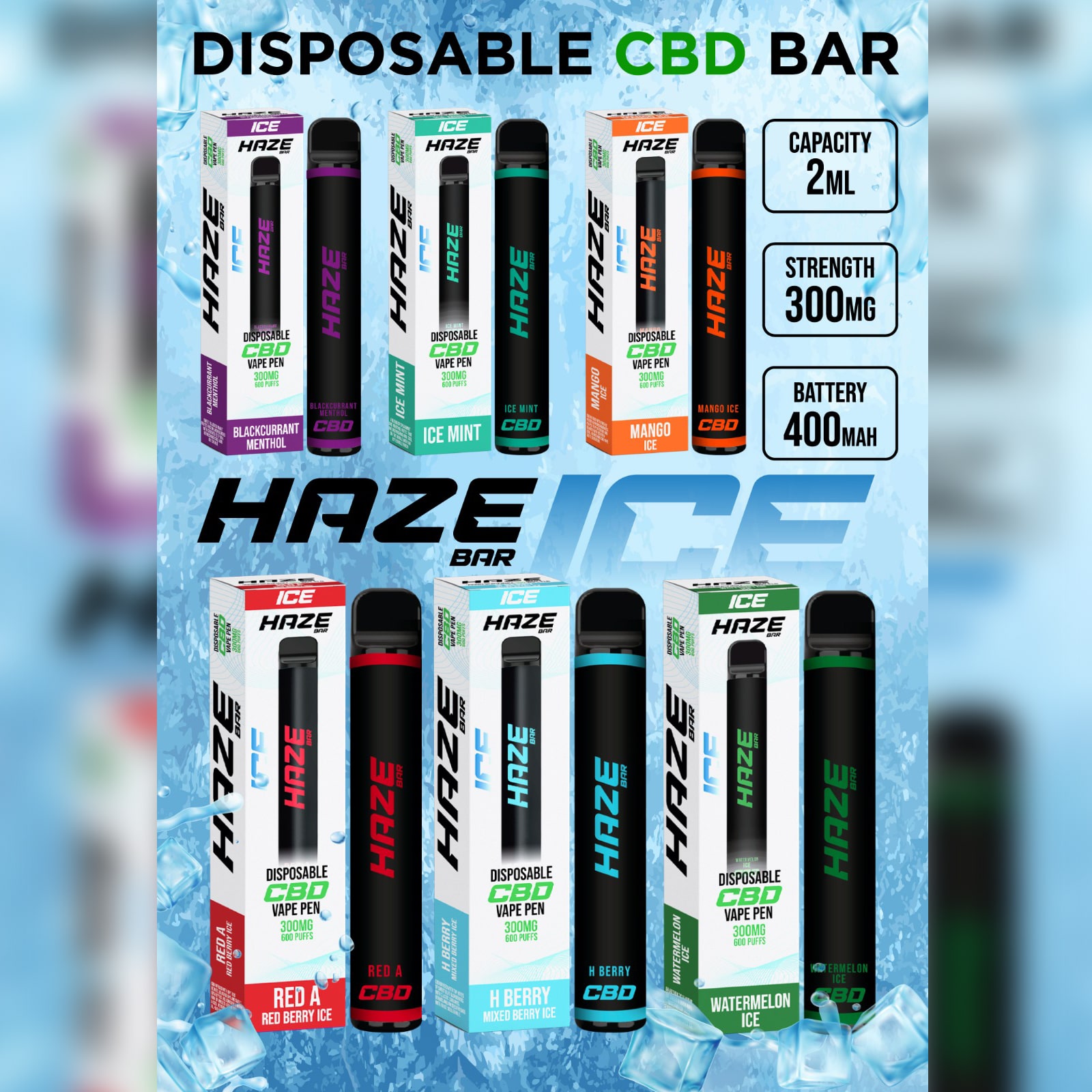 haze cbd disposable bar ice 300mg