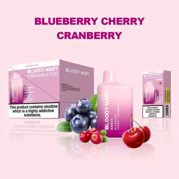 Bloody Mary 600 Puff Disposable Vape Kit blueberry cherry cranberry