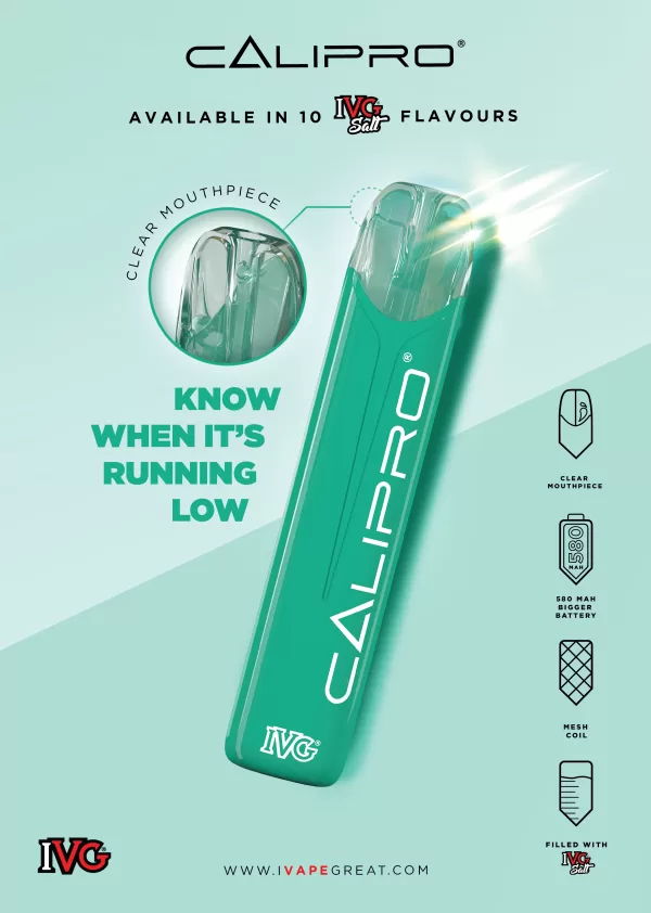 IVG Calipro Disposable Vape Device 600-Puffs flavour card