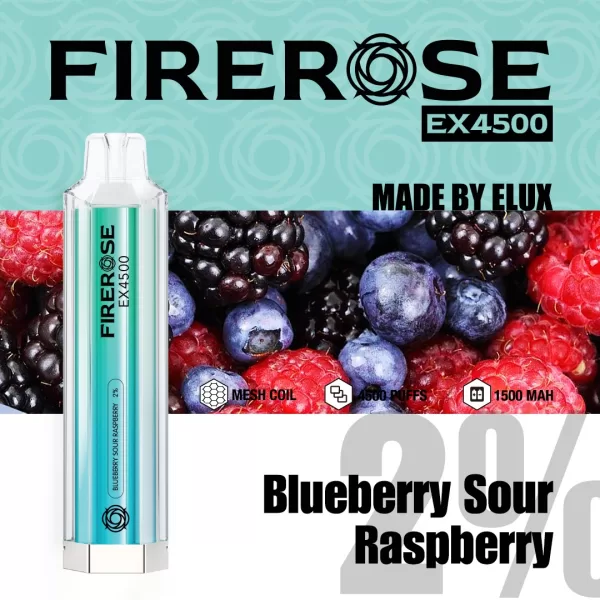 Elux FIREROSE EX 4500 Disposable Vape Kit blueberry sour raspberry