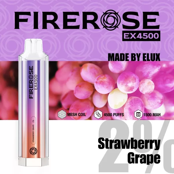Elux FIREROSE EX 4500 Disposable Vape Kit strawberry grape