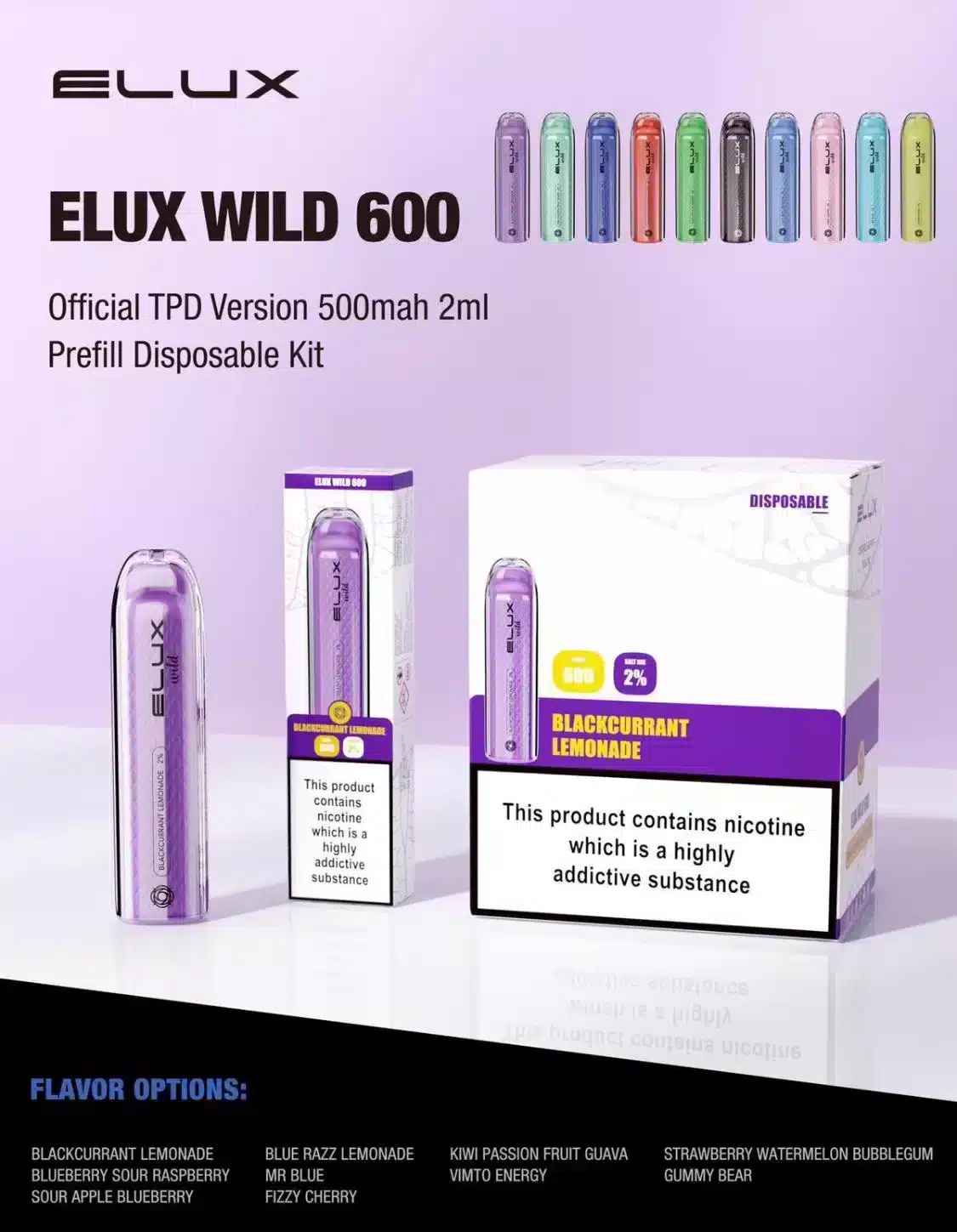 Elux Wild 600 Disposable Vape Pack of x 10