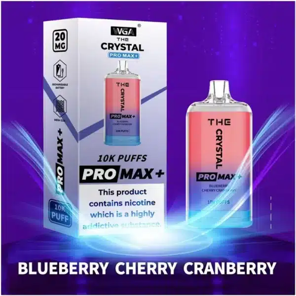 BLUEBERRY CHERRY CRANBERRY WGA Crystal Pro Max 10000 Vape