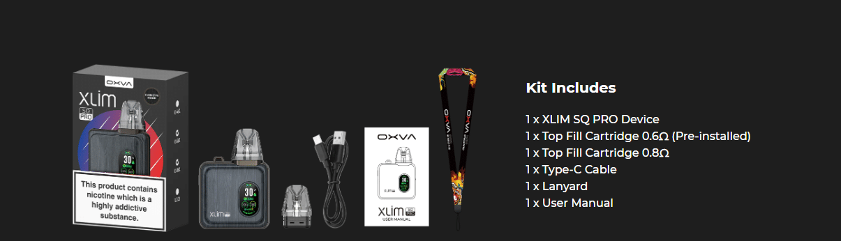 Oxva XLIM SQ Pro Pod Kit-packing list