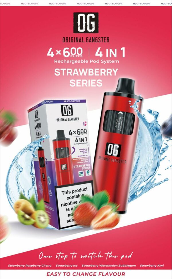 STRAWBERRY SERIES OG 2600 Puff Disposable Vape KIT 4-IN-1