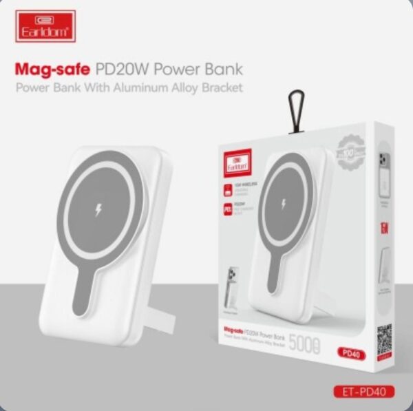 ET-PD40 Wireless Powerbank 5000mah White By Earldom - Image 4